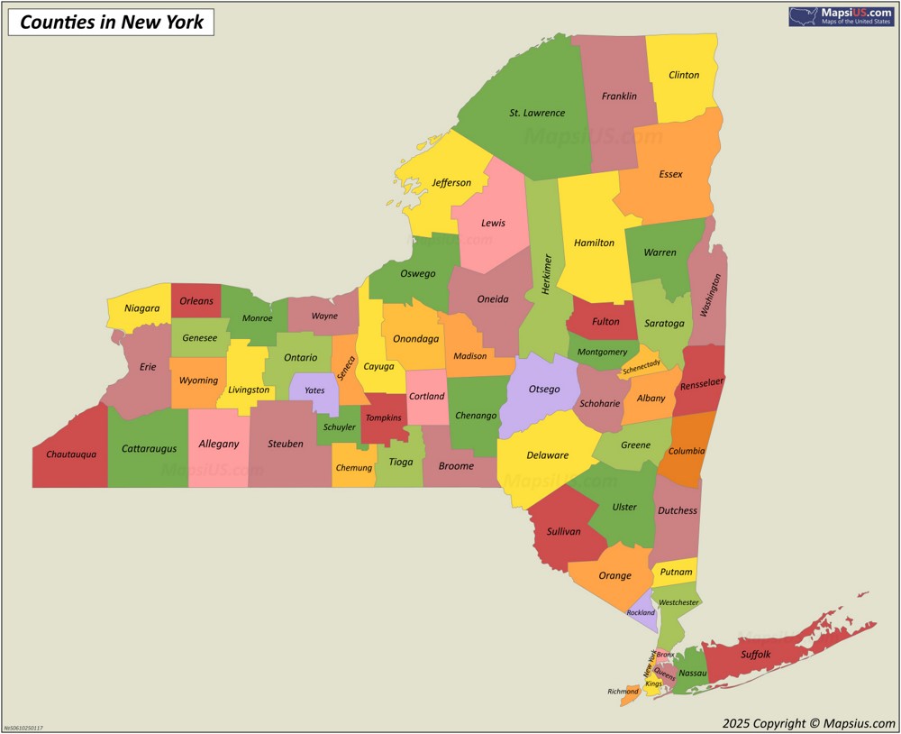 New York State County Map New York State County Map