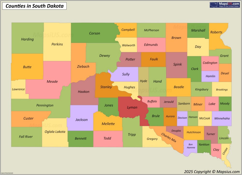 South Dakota County Map South Dakota County Map
