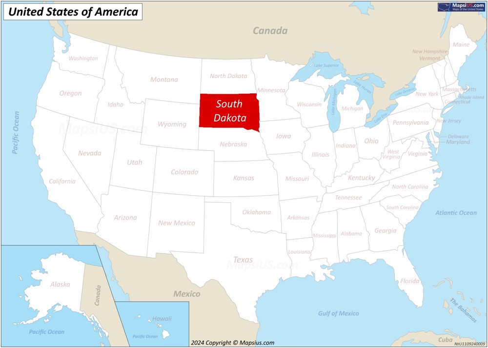 South Dakota State Location Map South Dakota State Location Map