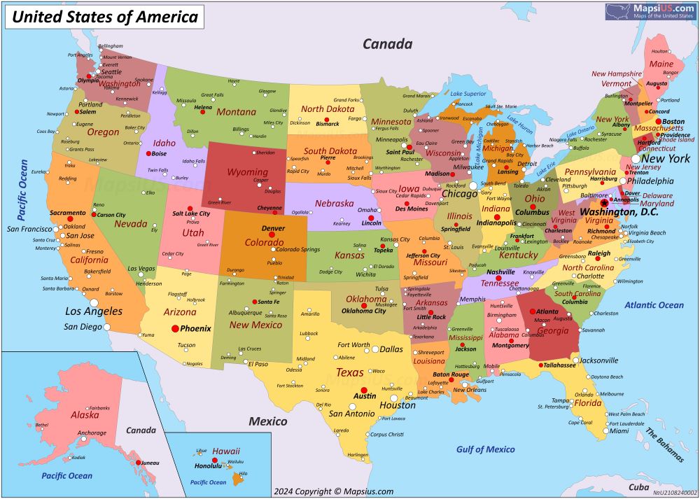 Map of The United States of America