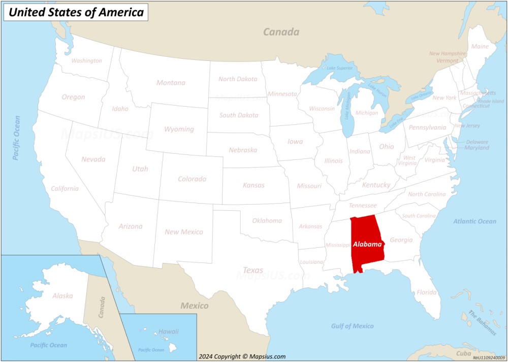 Alabama State Location Map