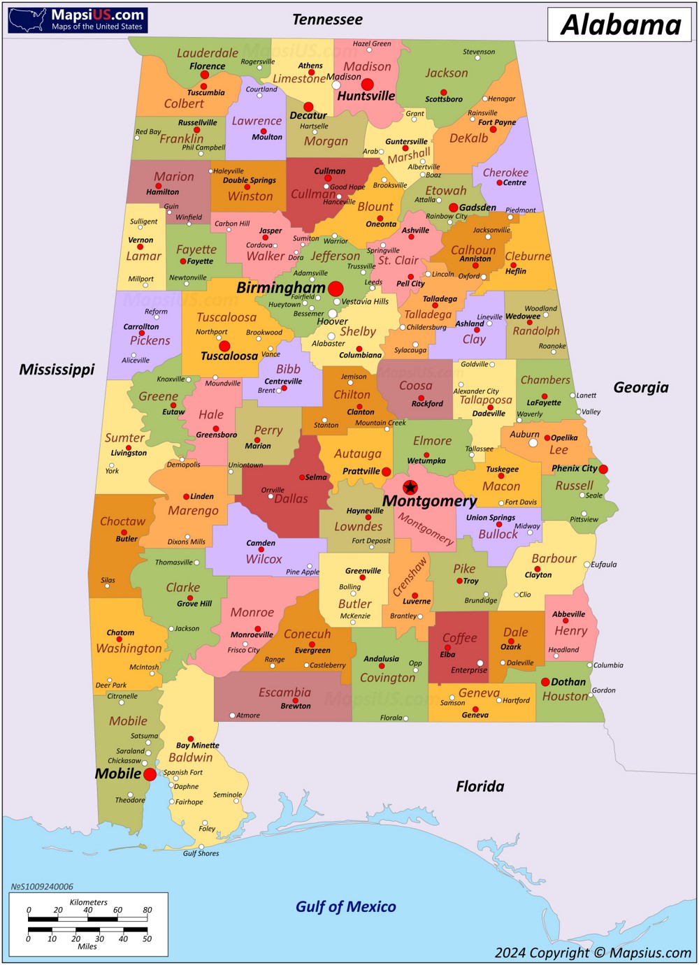 Map of Alabama State