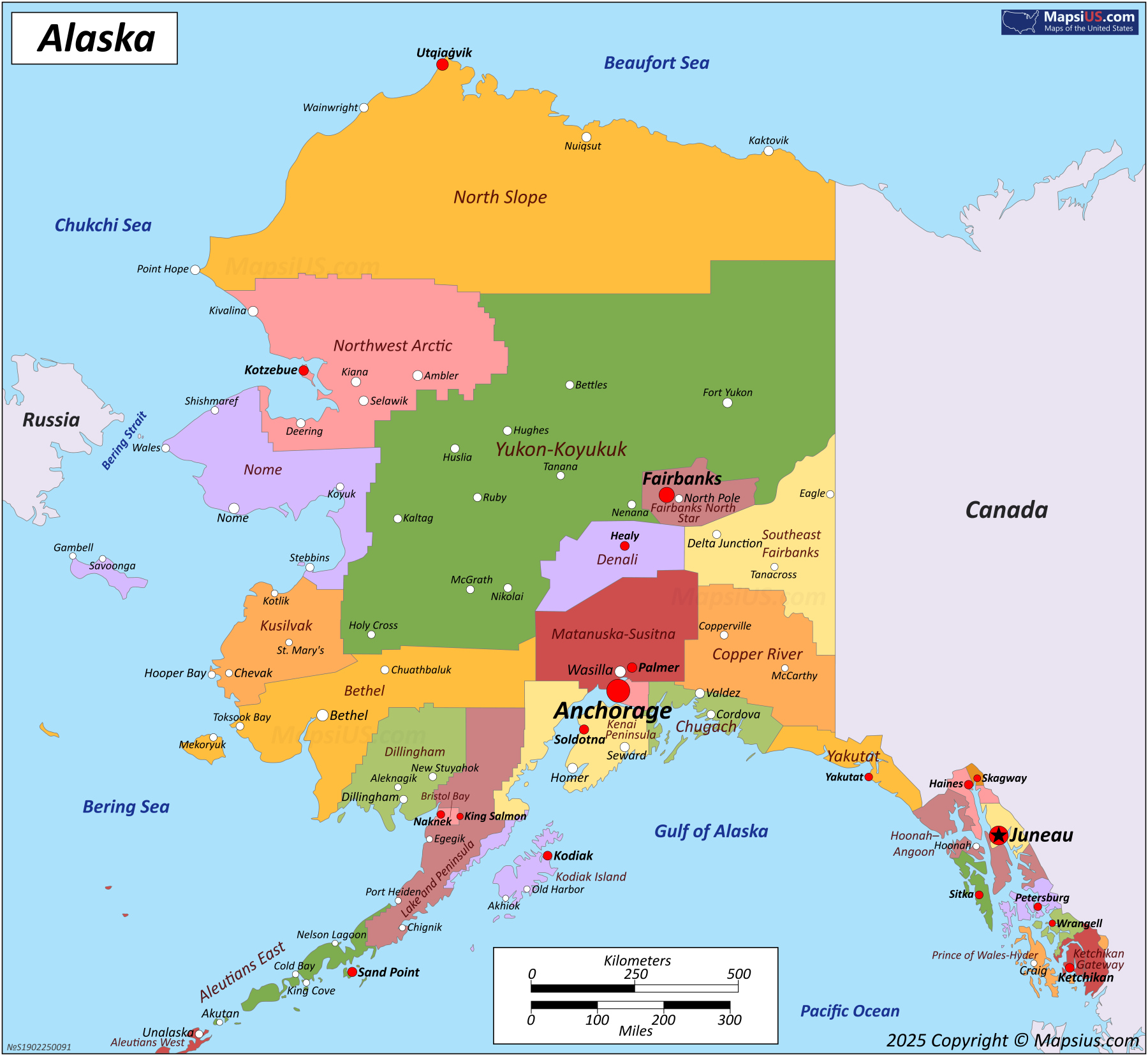 Map Of Alaska State USA Mapsius
