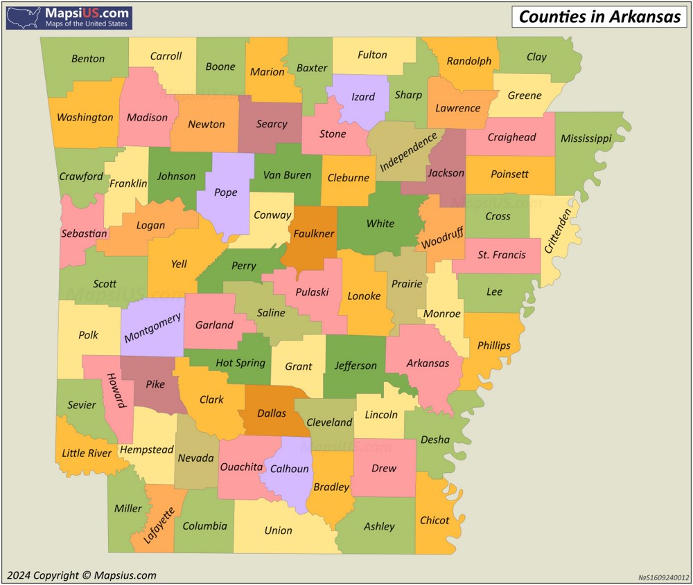 Arkansas County Map List Of Counties In Arkansas MapsiUS
