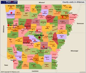 Map of counties and county seats in Arkansas