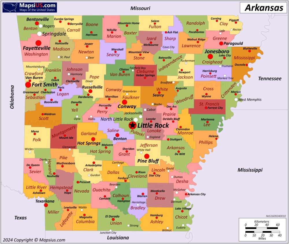 Map of Arkansas State