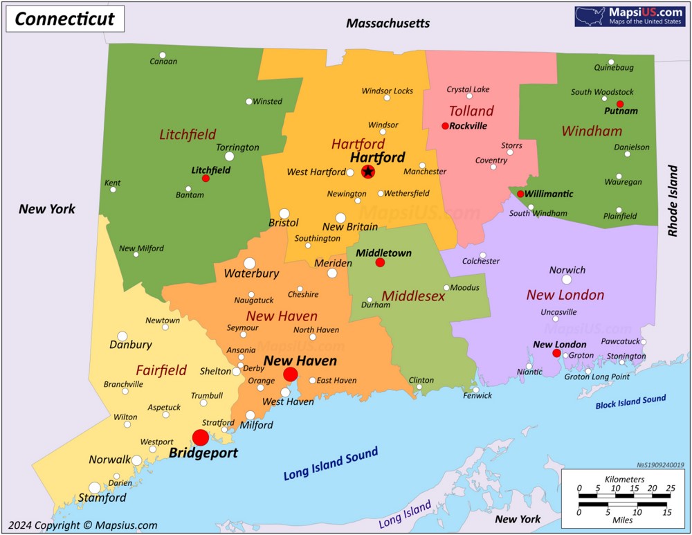 Map of Connecticut State