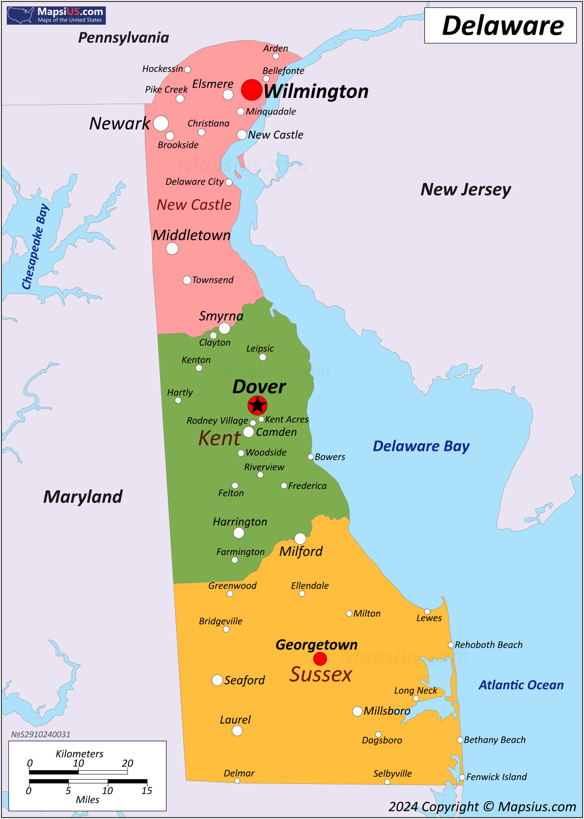 Map Of Delaware State USA Mapsius