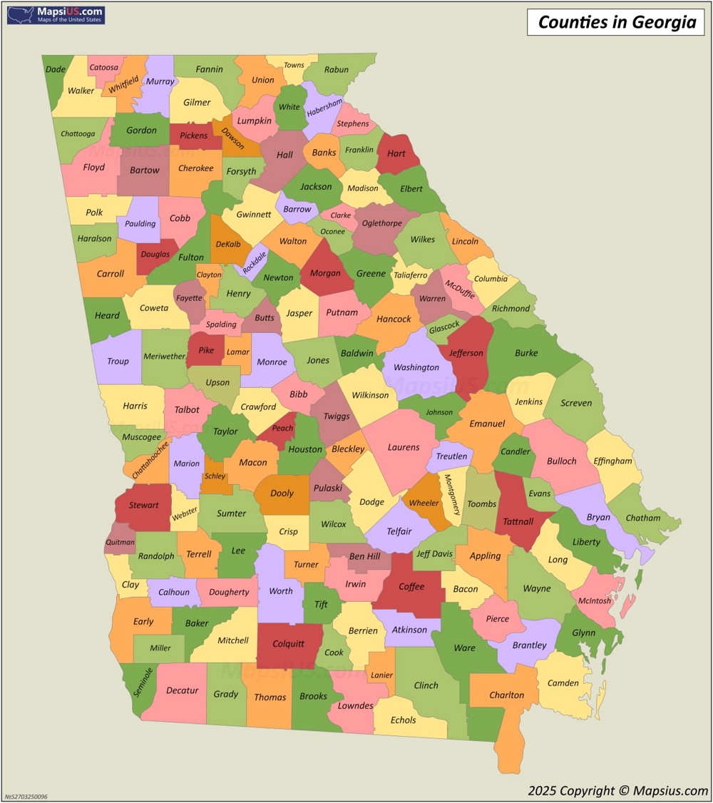 Georgia County Map List Of Counties In Georgia MapsiUS Georgia County Map List Of Counties In Georgia MapsiUS