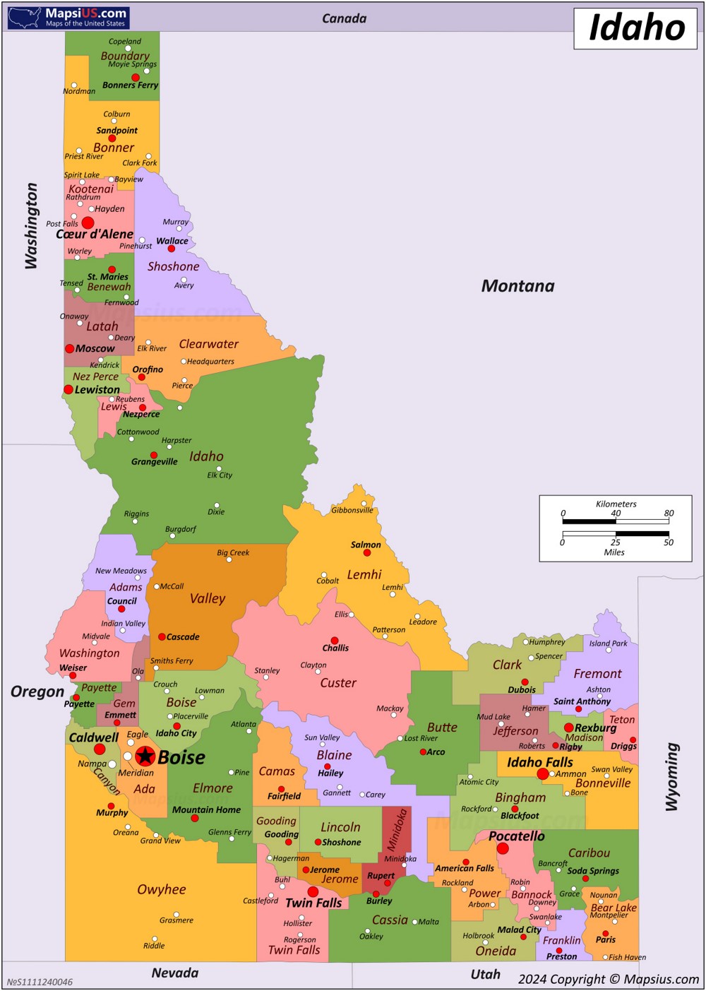 Map of Idaho State