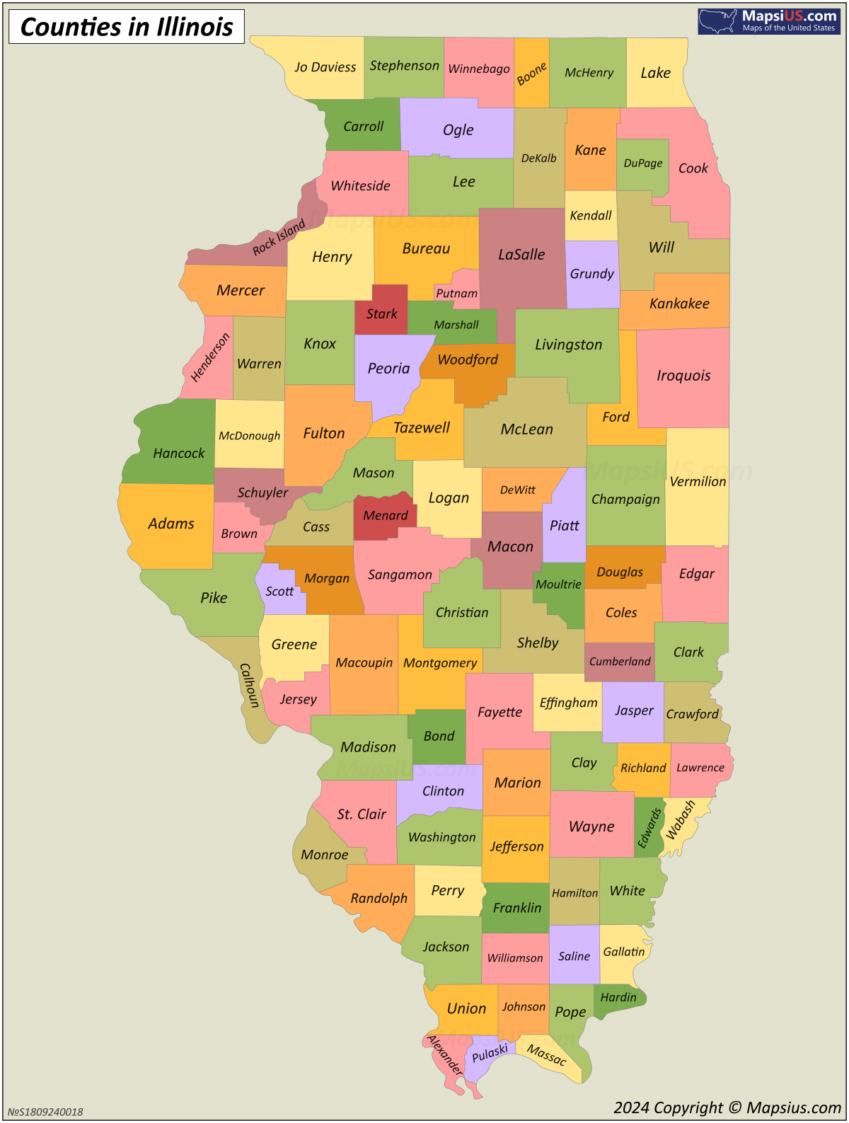 Printable Map Of Illinois Counties