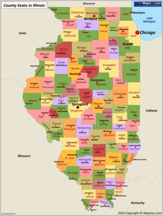 Map of counties and county seats in Illinois