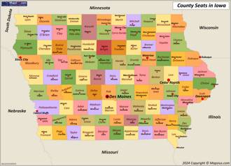 Map of counties and county seats in Iowa