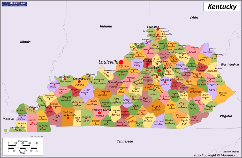 Map of Kentucky State