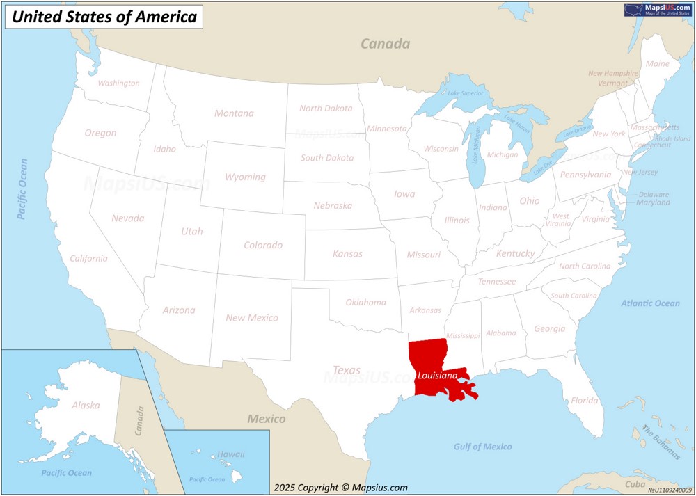Louisiana State Location Map
