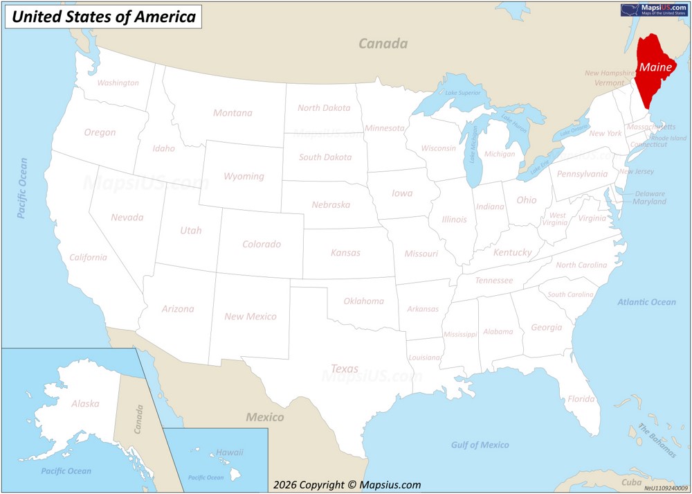 Maine State Location Map