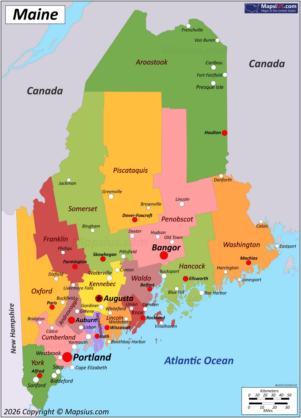 Map of Maine State