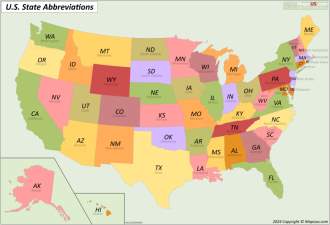 Map of U.S. State Abbreviations