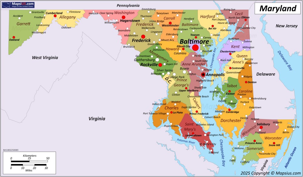 Map of Maryland State