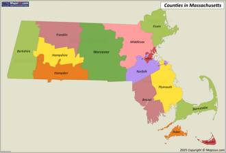 Massachusetts County Map