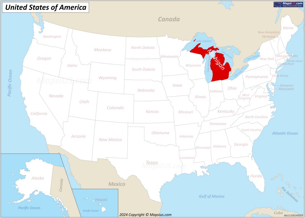 Michigan State Location Map