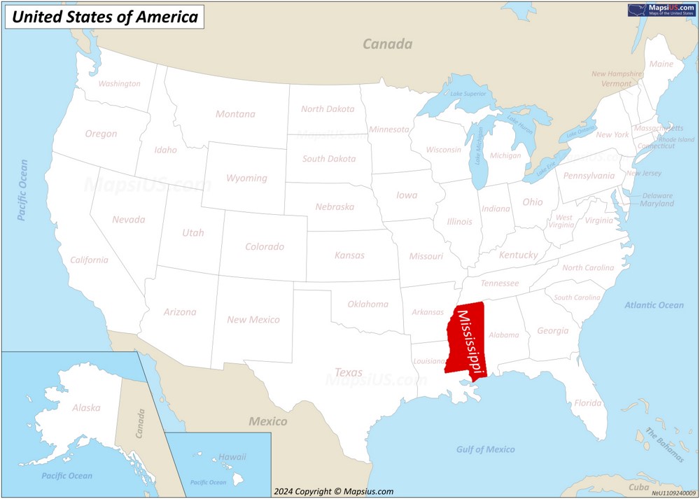 Mississippi State Location Map