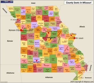 Map of counties and county seats in Missouri