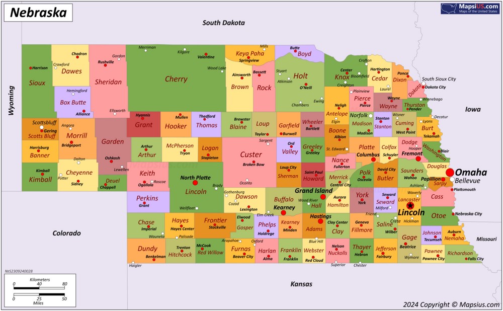 Map of Nebraska State