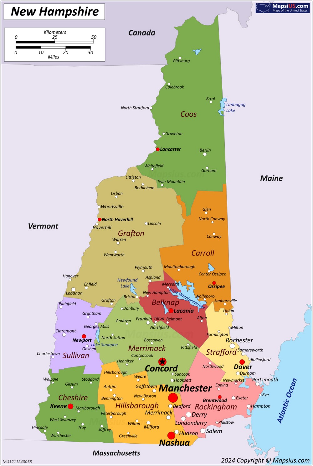 Map of New Hampshire State