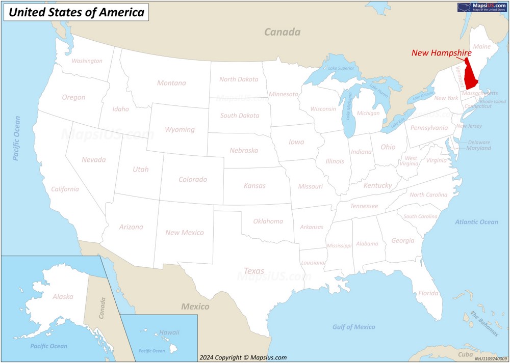 New Hampshire State Location Map