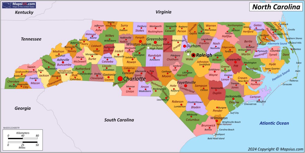 Map of North Carolina State