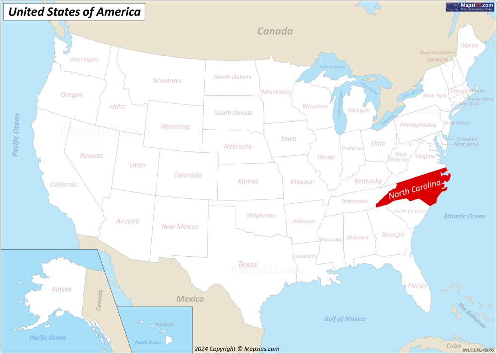 North Carolina State Location Map