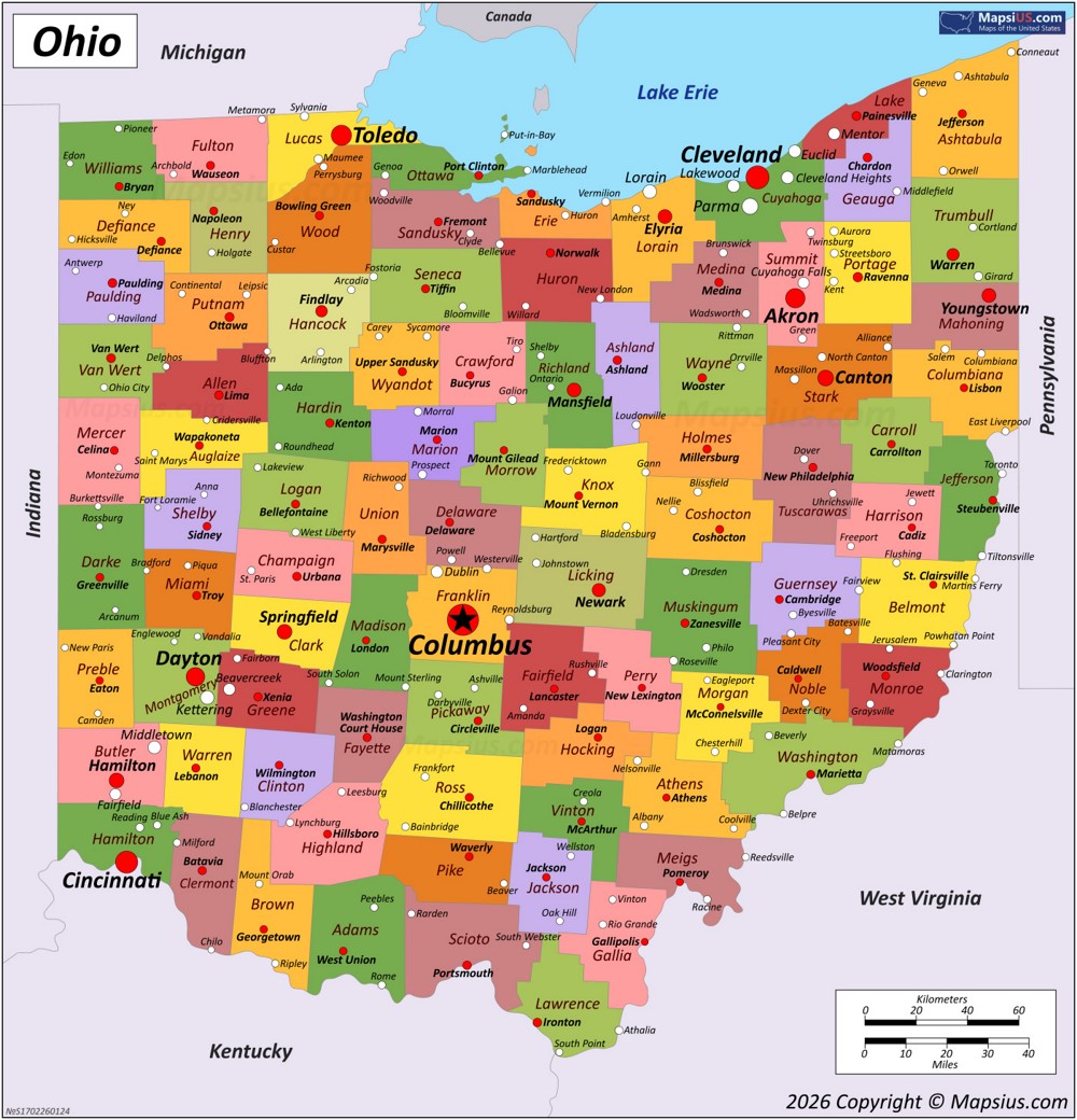 Map of Ohio State