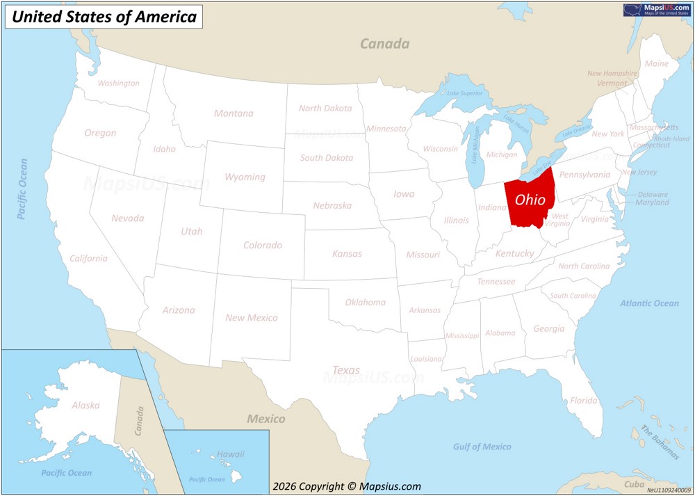 Ohio State Location Map