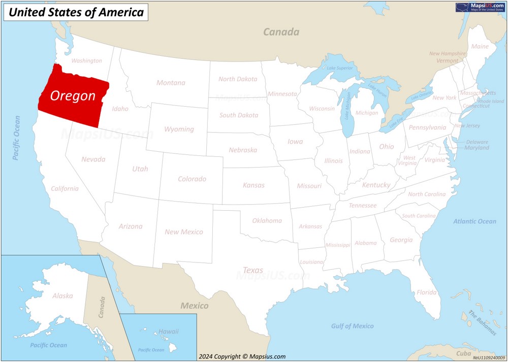 Oregon State Location Map