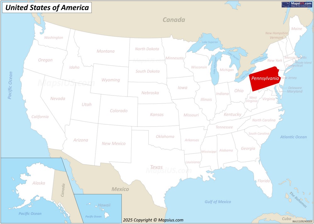 Pennsylvania State Location Map