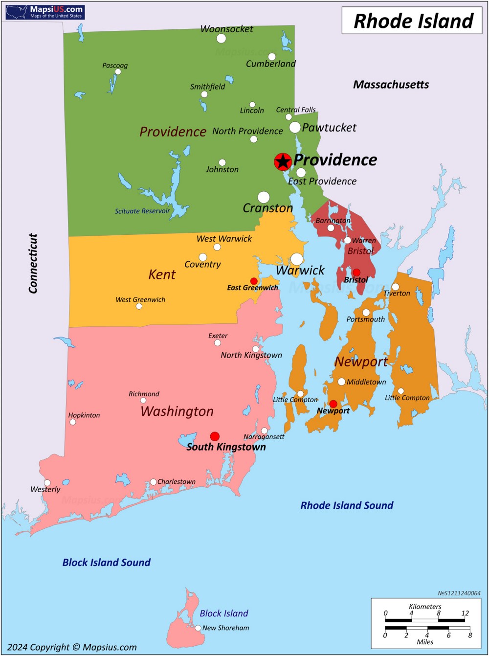 Map of Rhode Island State