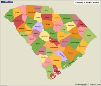 South Carolina County Map