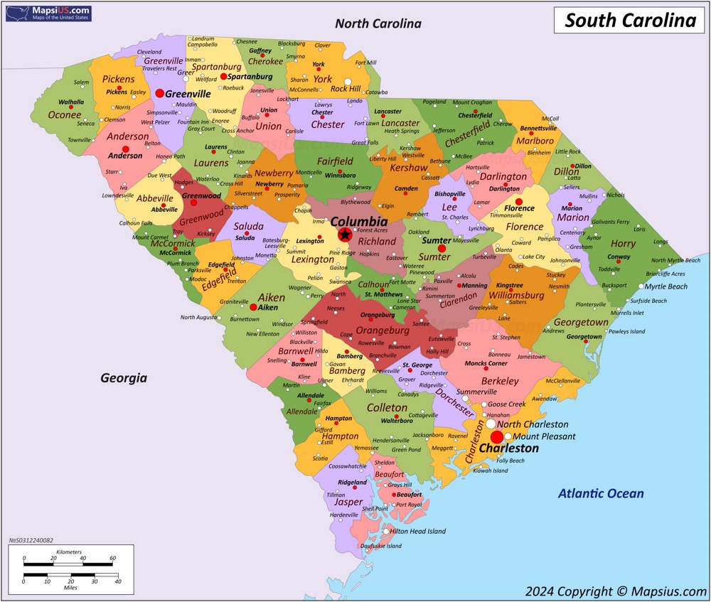 Map of South Carolina State