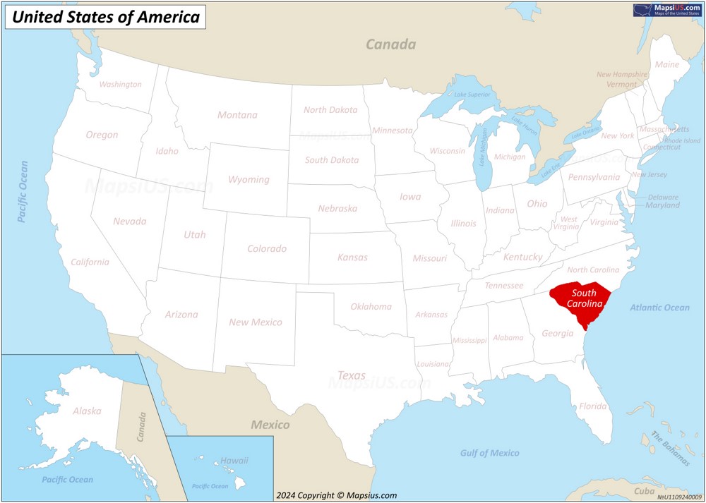 South Carolina State Location Map