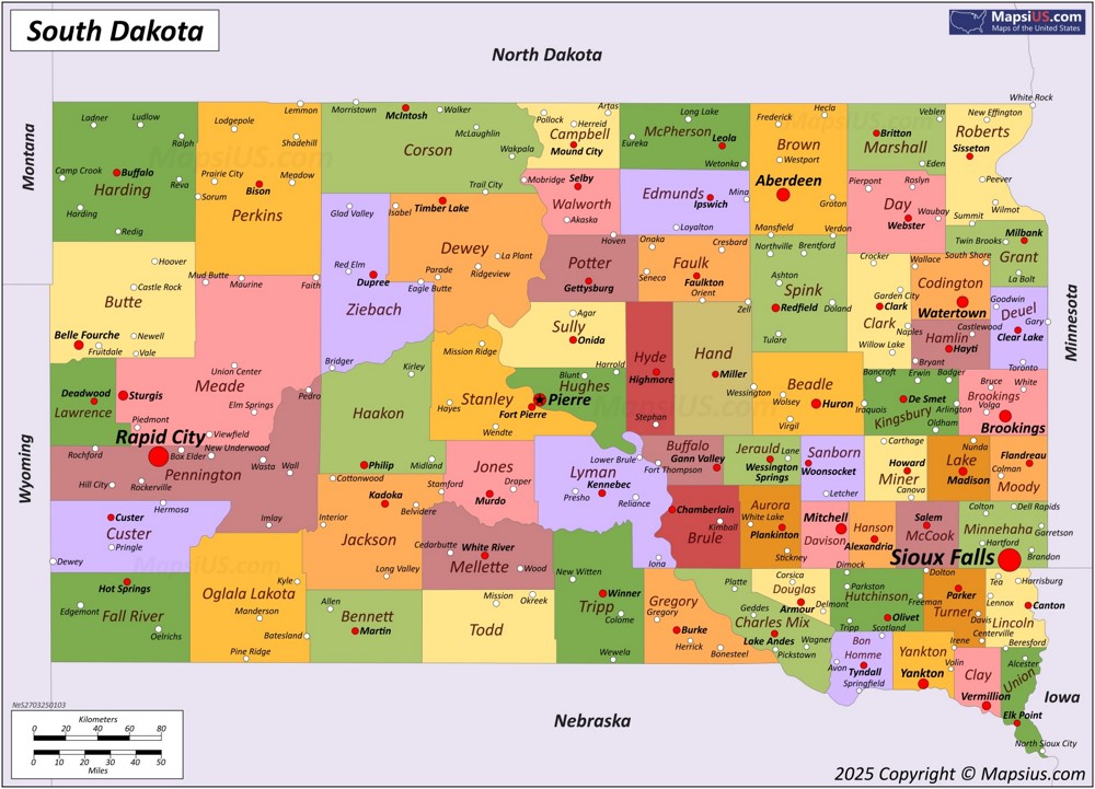Map of South Dakota State