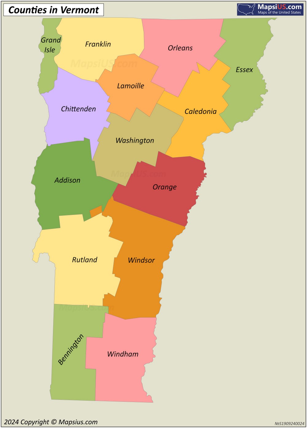 Vermont County Map