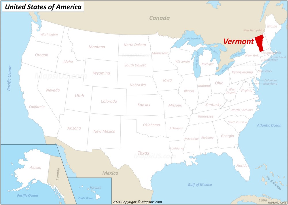 Vermont State Location Map