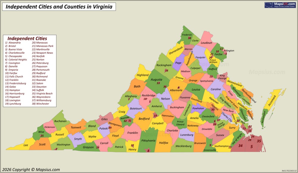 Virginia County Map
