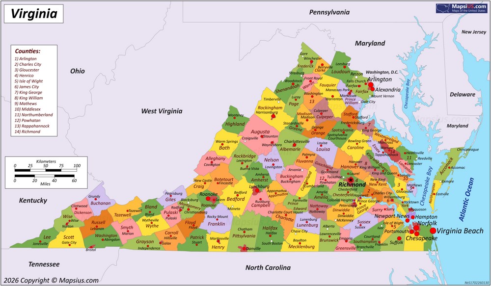 Map of Virginia State