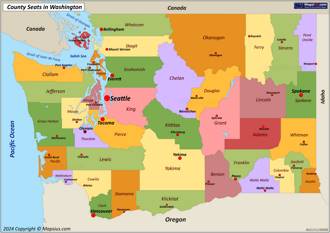 Map of counties and county seats in Washington