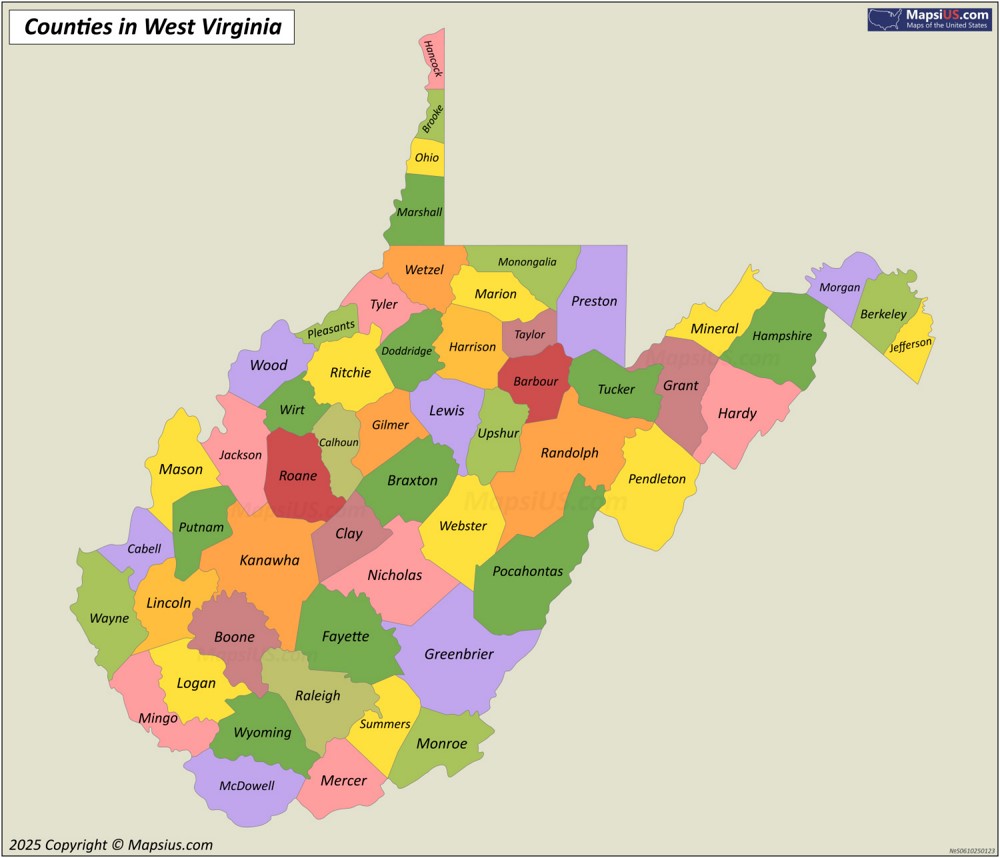 West Virginia County Map