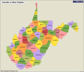 West Virginia County Map