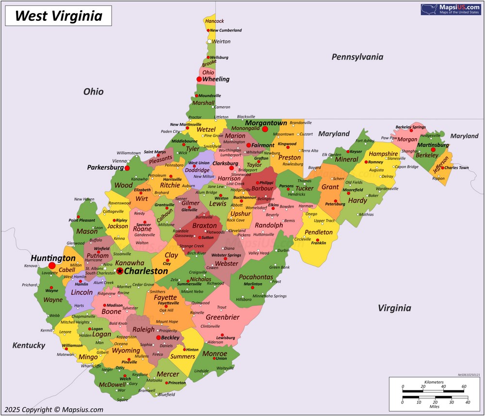 Map of West Virginia State