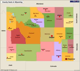 Map of counties and county seats in Wyoming